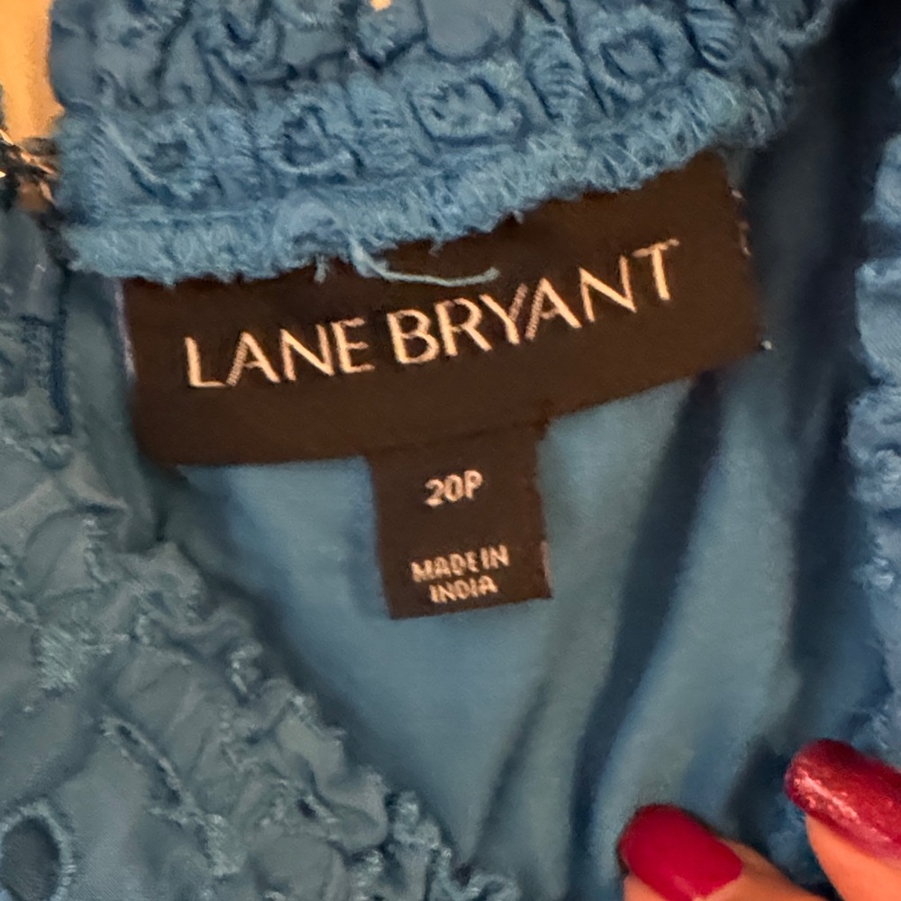 Lane Bryant Blue Midi Eyelet Dress; Spring, Summertime dress. Plus size. - Picture 2 of 9